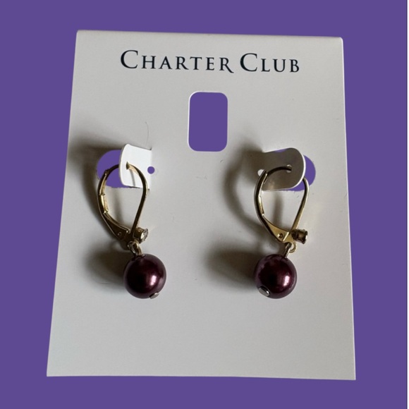 Charter Club Purple and Gold Earrings - Picture 1 of 3